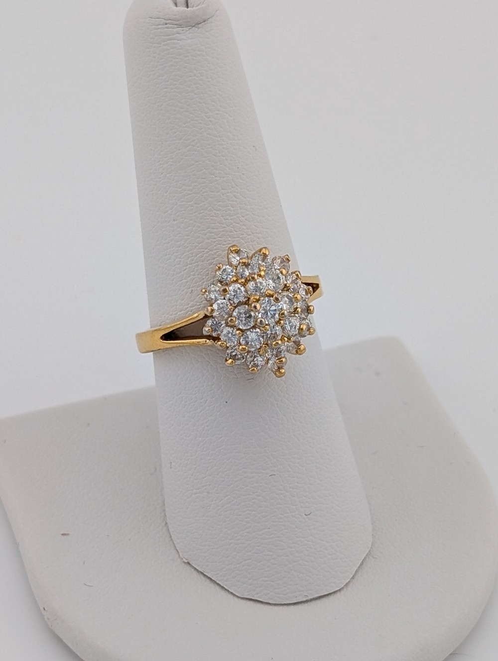 Vintage Cluster Gold Tone Cocktail Ring 7.75 - Statement Luxury Estate Jewelry